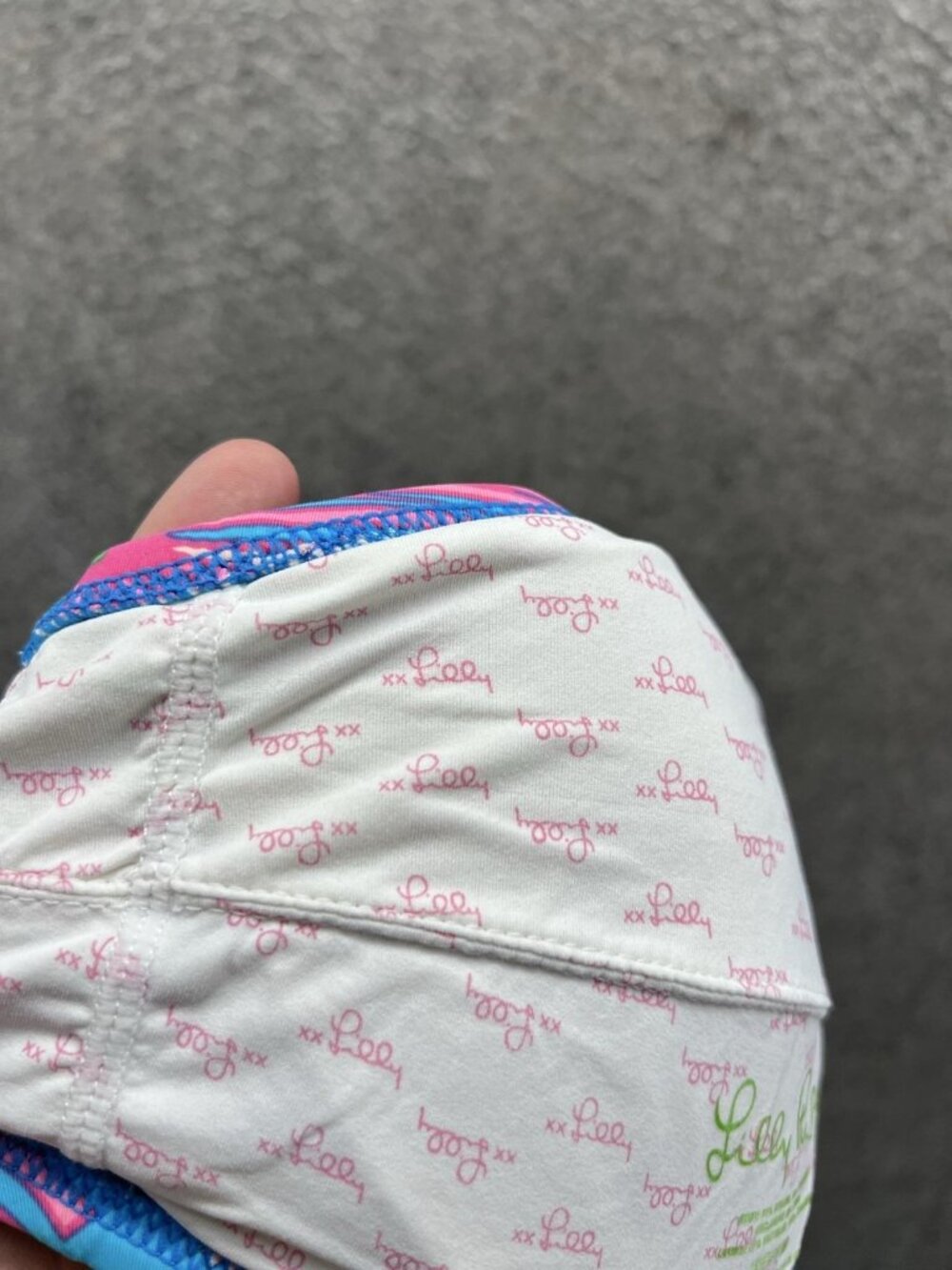 Lilly Pulitzer Blue Bandeau Bikini Top with Pink Floral Print - Picture 2 of 9